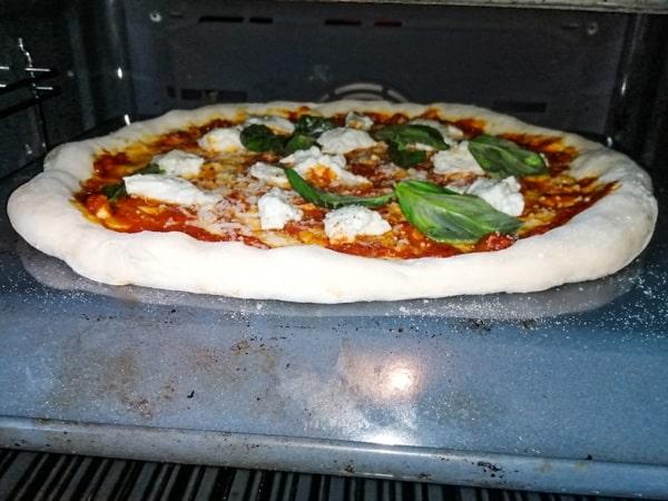 Sourdough pizza in oven