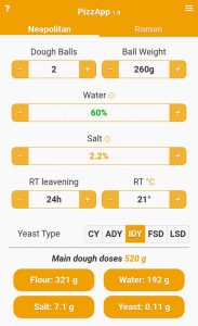 Pizza App for no knead pizza