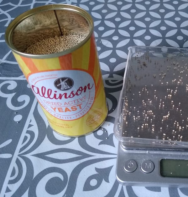 Dried yeast for mixing pizza dough by hand