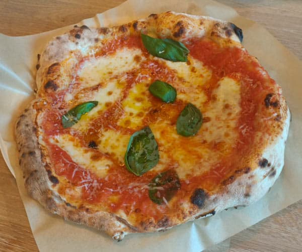 Sourdough pizza on table