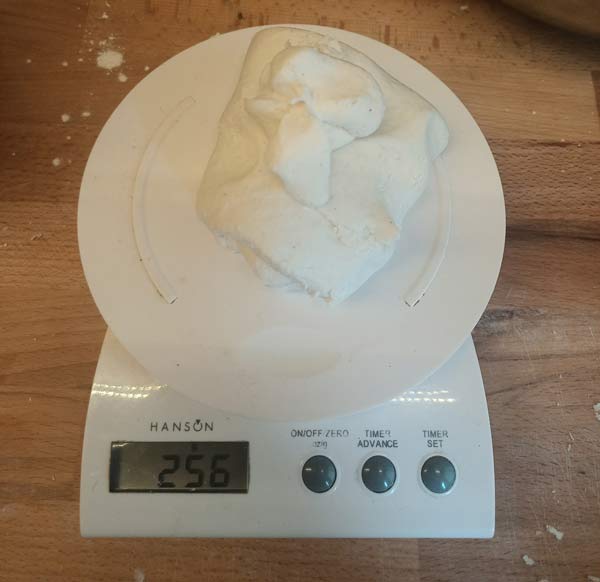 Weighing gluten free pizza dough