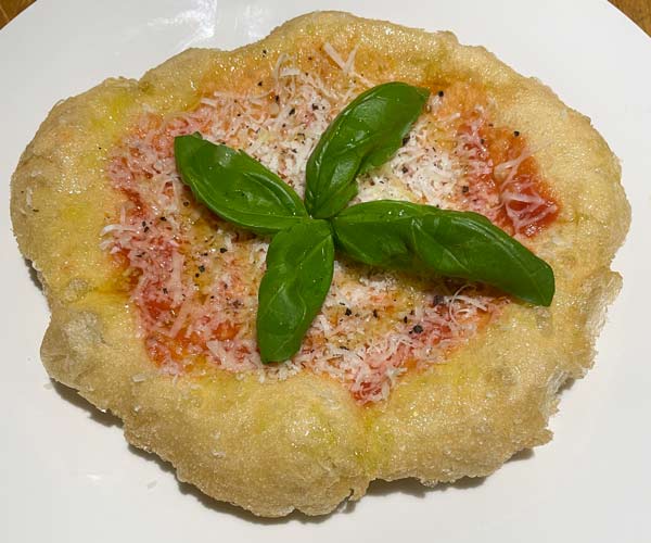 Pizzette fritte with parmesan up close